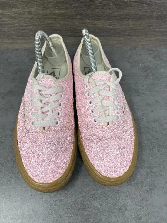 Vans Authentic Pink Glitter Shoes Womens Size 8.5 Gum Sole - Picture 3 of 11